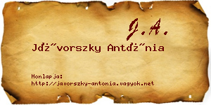 Jávorszky Antónia névjegykártya