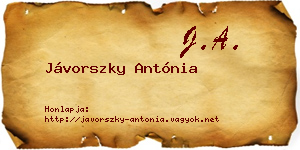 Jávorszky Antónia névjegykártya